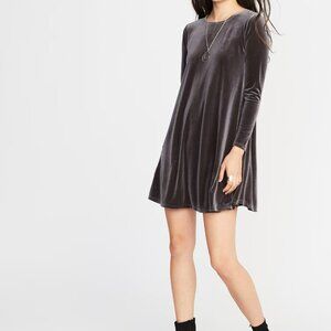 Velvet long sleeve Swing / Baby Doll Mini Dress